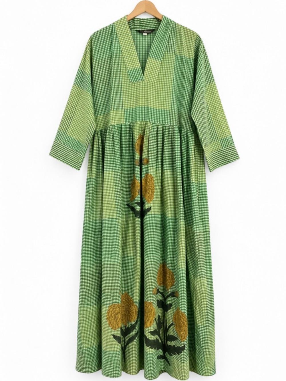 Emily Joubert gingham Maxi Dress with Floral Print